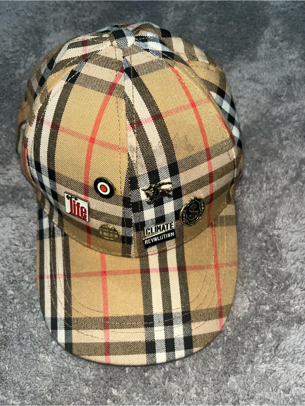 Burberry Black Interior Plaid-Trim Hat